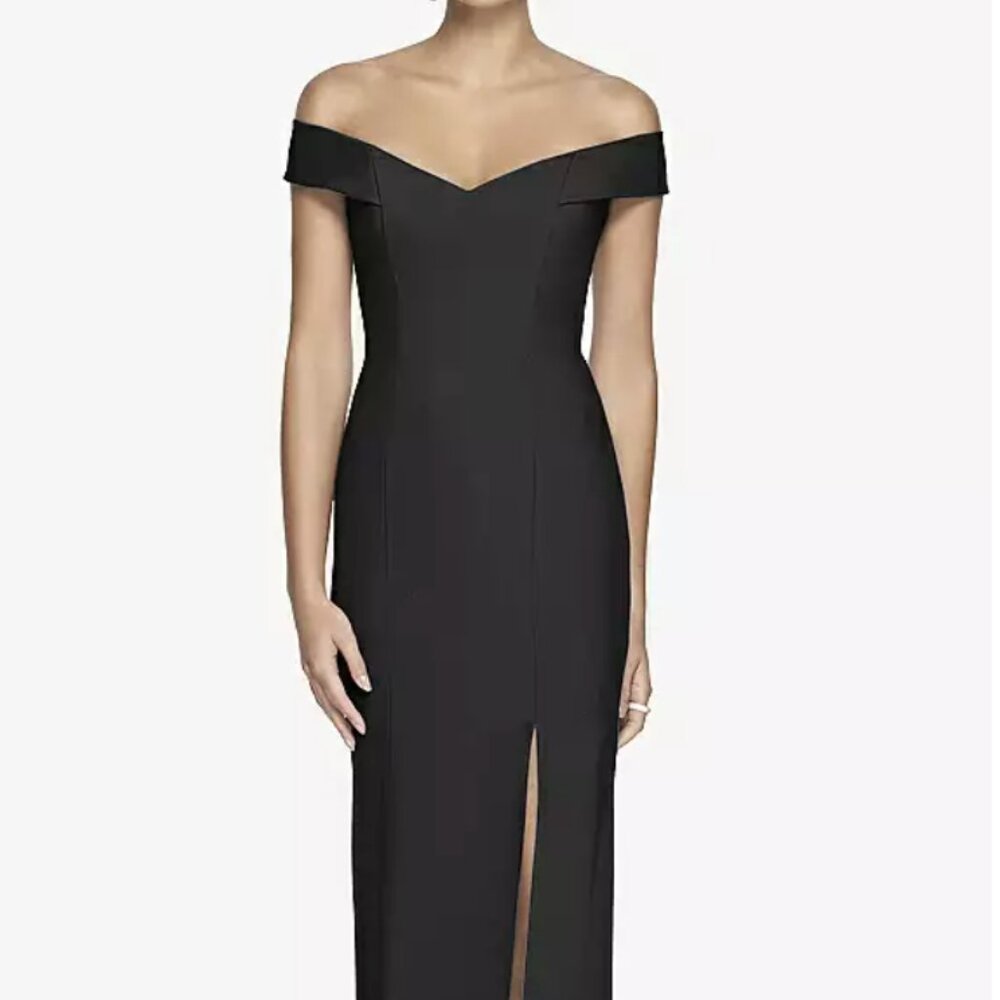 Off-the-Shoulder Criss Cross Back Trumpet Gown